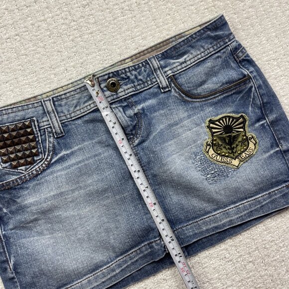 Y2K 2000's Guess Jeans Mini Skirt Size 30 Goth Emo Studded Punk Grunge Denim - Picture 8 of 13